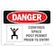 Signmission OSHA, Confined Space Post Permit Prior To Entry, 14in X 10in Rigid Plastic, 14" W, 10" H, Landscape OS-DS-P-1014-L-1093 - alternate 1